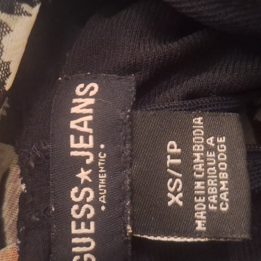 Vintage GUESS Y2K Women XS Slip Dress Black Floral sheer grunge asymmetric fairy - Picture 2 of 4